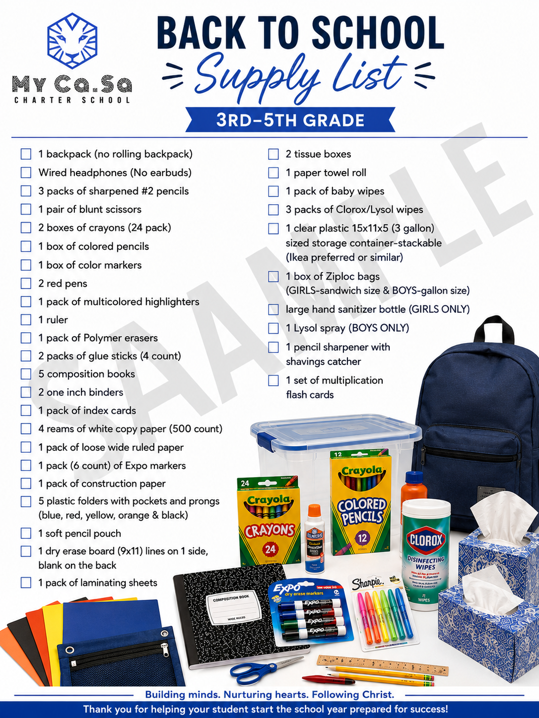 My Ca.Sa - 3rd to 5th Supply List