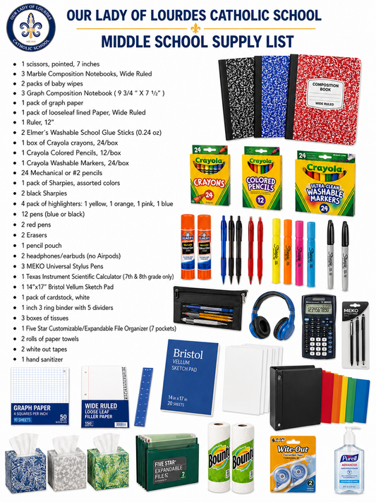 OLOL - Middle School Supply List