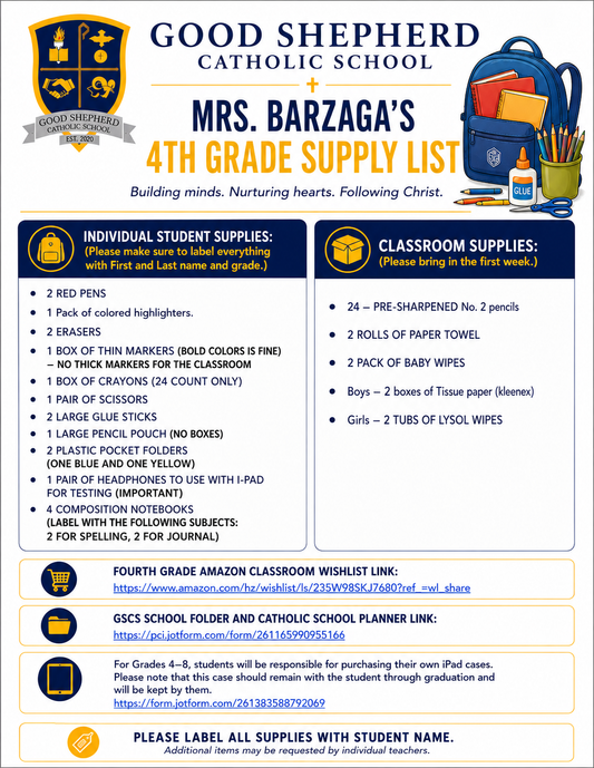 GSCS - 4th Grade Supply List