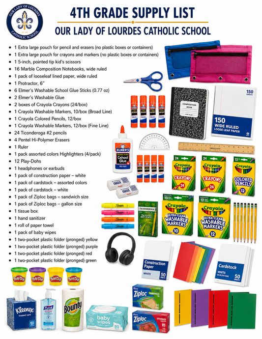 OLOL - 4th Grade Supply List