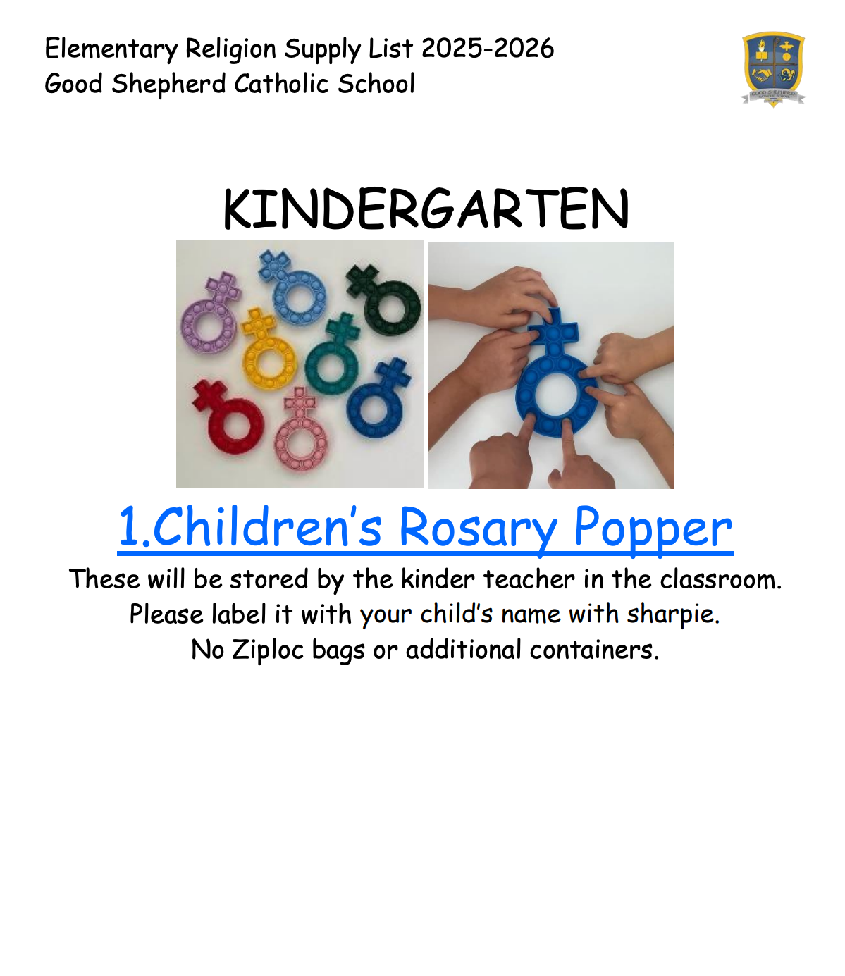 GSCS - Kinder Supply List